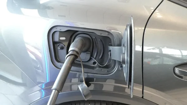 Type 2 charging cable connected to an electric vehicle